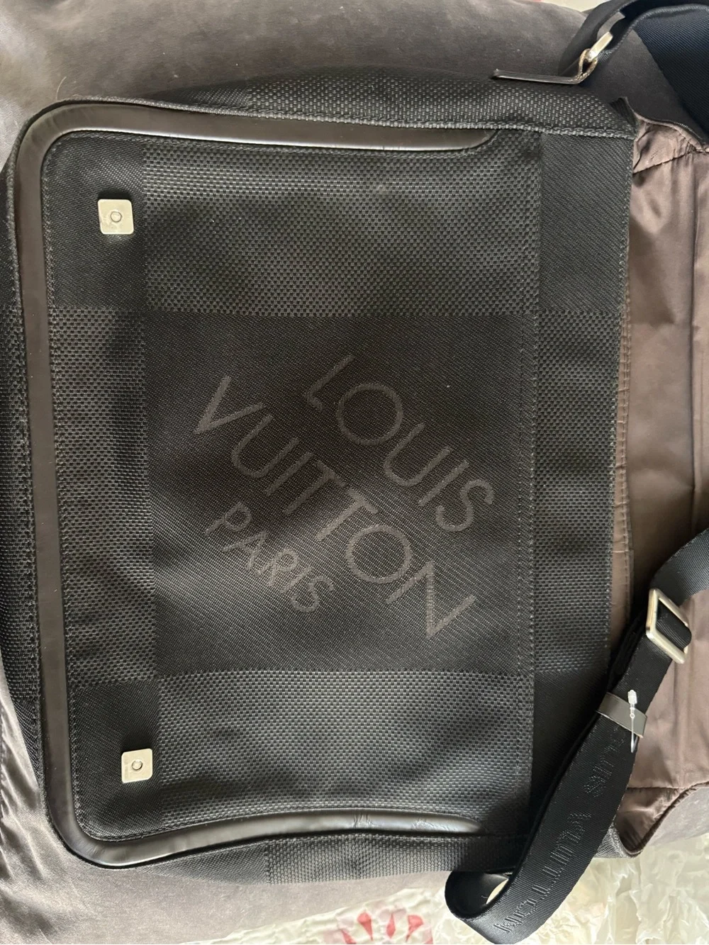 Louis Vuitton Black Canvas Laptop Messenger Shoulder Bag